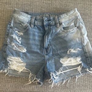 American Eagle Outfitters Women's Ripped Light Blue Jean Shorts